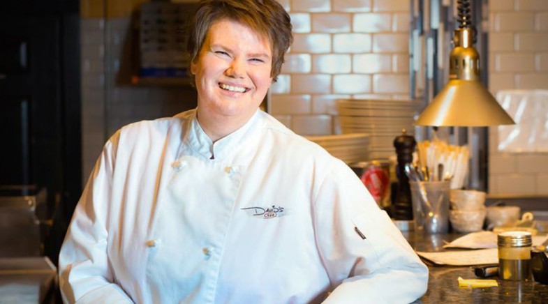 Irina Erickson, an inmate at the Women’s Re-Entry Center in Windham, works at David’s 388 in South Portland through an apprenticeship program of HospitalityMaine and the state Department of Corrections.