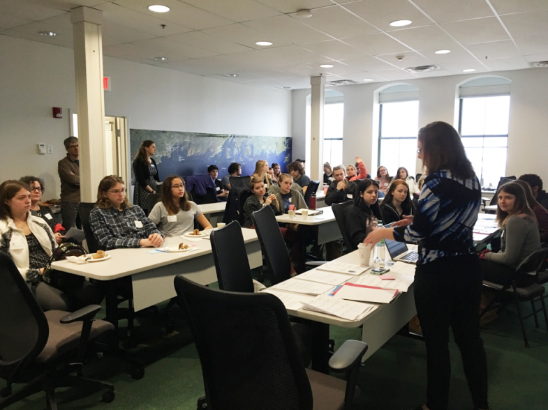 The Island Institute’s large conference room served as home base for the 30+ island high school students and teachers during Career Day on March 29, 2019.