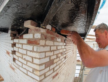 Placing the bricks.