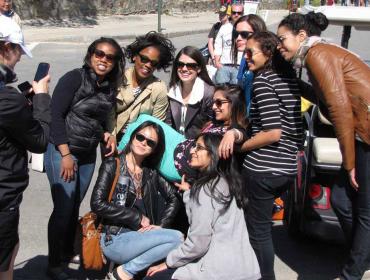 Friends pose for a photo on a visit to Peaks Island.