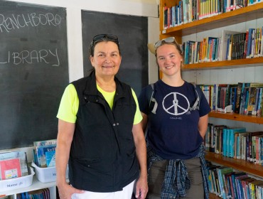 Laura Venger, left, is the teacher at Frenchboro's school, with Natalie Hyde-Petersen.