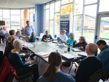 Participants at the Maine Broadband Coalition’s Oct. 29 meet in a break-out session.