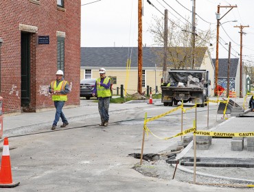 Sidewalk work on Winter Street in Rockland this spring.