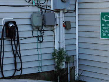 A vehicle charging station in Prospect Harbor.