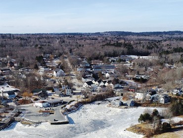 Blue Hill village in aerial view