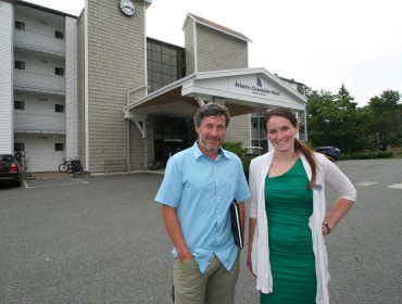 Witham Family Hotels CEO David Witham, seen here at one of his Bar Harbor hotels with HR Director Isabelle Legault, has proposed employee dormitory zoning as an innovative way to house seasonal employees. PHOTO: LAURIE SCHREIBER 