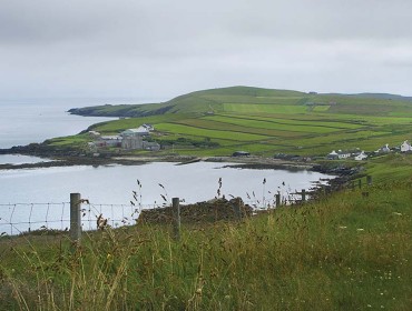 A scenic view of an island off Scotland.