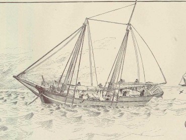 An illustration of a cod schooner at sea in the mid 1800s. IMAGE COURTESY MAINE HISTORIC PRESERVATION COMMISSION