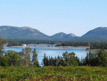 A view of Mount Desert Island from Great Cranberry Island