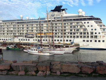 A cruise ship at Eastport's breakwater pier.