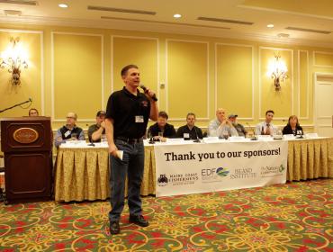 Gerry Cushman speaks at the Maine Fishermen's Forum.