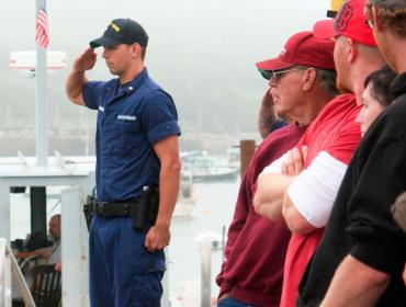 Saluting the sea.