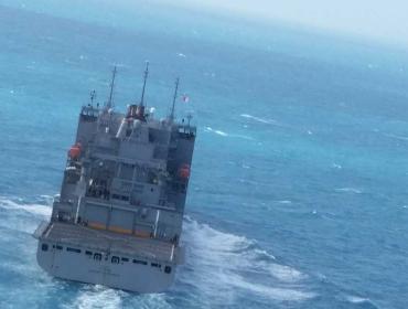 USNS Washington Chambers photographed from a helicopter