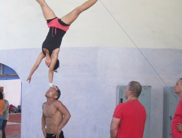 Circus skills being taught