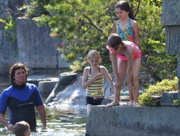 Swimming lessons in a quarry on Vinalhaven