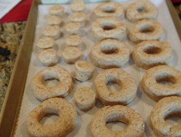 doughnuts on baking sheet