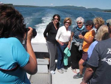 Being photographed on the boat.