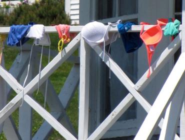 Bathing suits drying on Peaks Island.