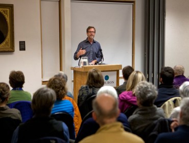 Joel Clement speaks in Falmouth.