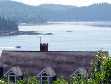 A view of the Bagaduce River over Castine rooftops.