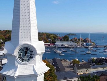  A view from the new Chestnut Street Baptist Church steeple in Camden, fabricated by Lyman-Morse Technologies. PHOTO: COURTESY LYMAN-MORSE