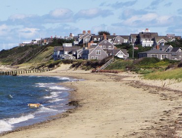 A cluster of houses overlooks Nantucket Sound from the island's north shore.