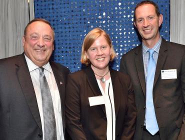 From left, Gov. Paul LePage; Deirdre Gilbert, DMR's policy director; and Jeff Bennett, a senior trade specialist with the Maine International Trade Center.