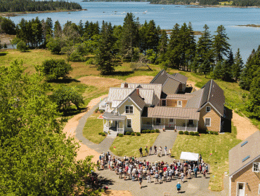 A drone view of the ribbon-cutting ceremony.