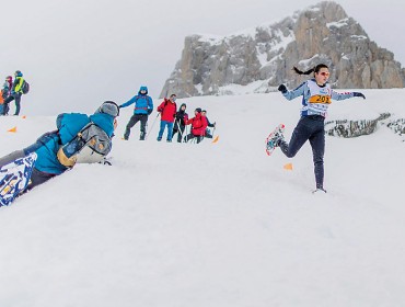 Rogers competing at snowshoe running.