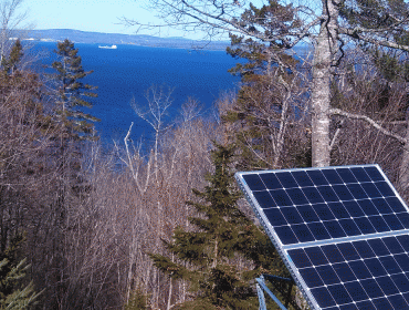 Photovoltaic panel in a yard on Islesboro.