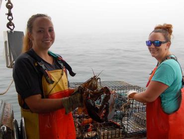 Leah, left, and Lesley Ranquist teaming it up on a foggy Saturday.