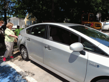 Charging an electric car in Ellsworth.