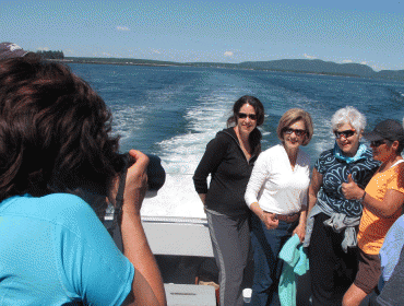 Women document their visit to the Cranberry Isles.