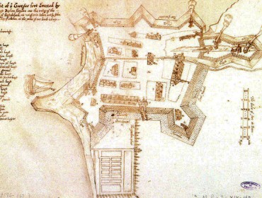 A map of Fort George at the failed Popham colony.