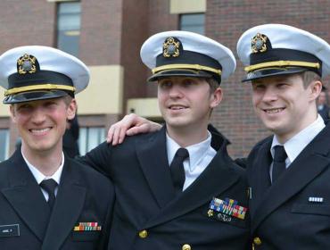 Benjamin Stevens, center, with two classmates.