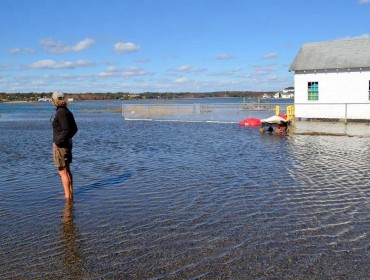 An especially high tide in Wells a few years back.