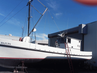 Bajupa at Journey's End boatyard in Rockland.