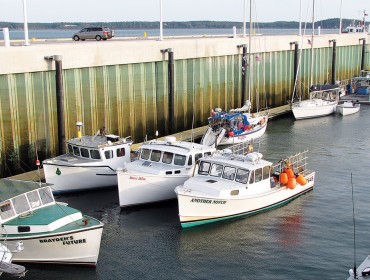 Eastport's rebuilt breakwater shelter fishing boat.