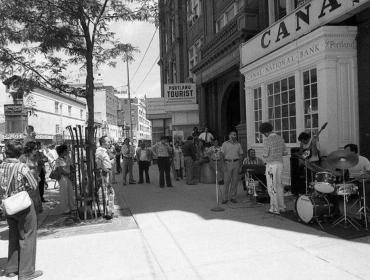 In front of the Libby building on Congress Square in the 1970s. 