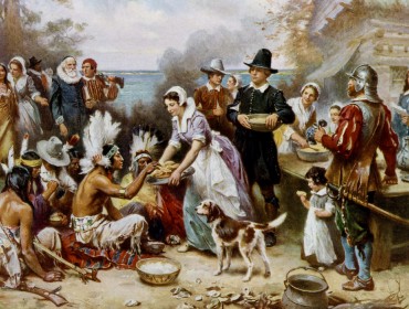 The first Thanksgiving depicted.