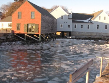 Ice on North Haven's public landing area in January 2014.