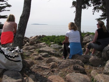 Women enjoy the view from Great Cranberry Island's back shore.