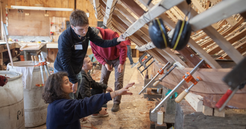 Students visiting The Apprenticeshop. Said one student, "It was nice to see all the things the instructors, mentors, and apprentices were doing."