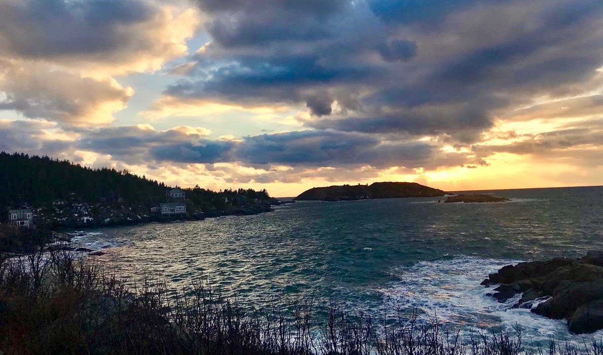 A winter scene on Monhegan Island, shot in 2019 by Dan Debord.