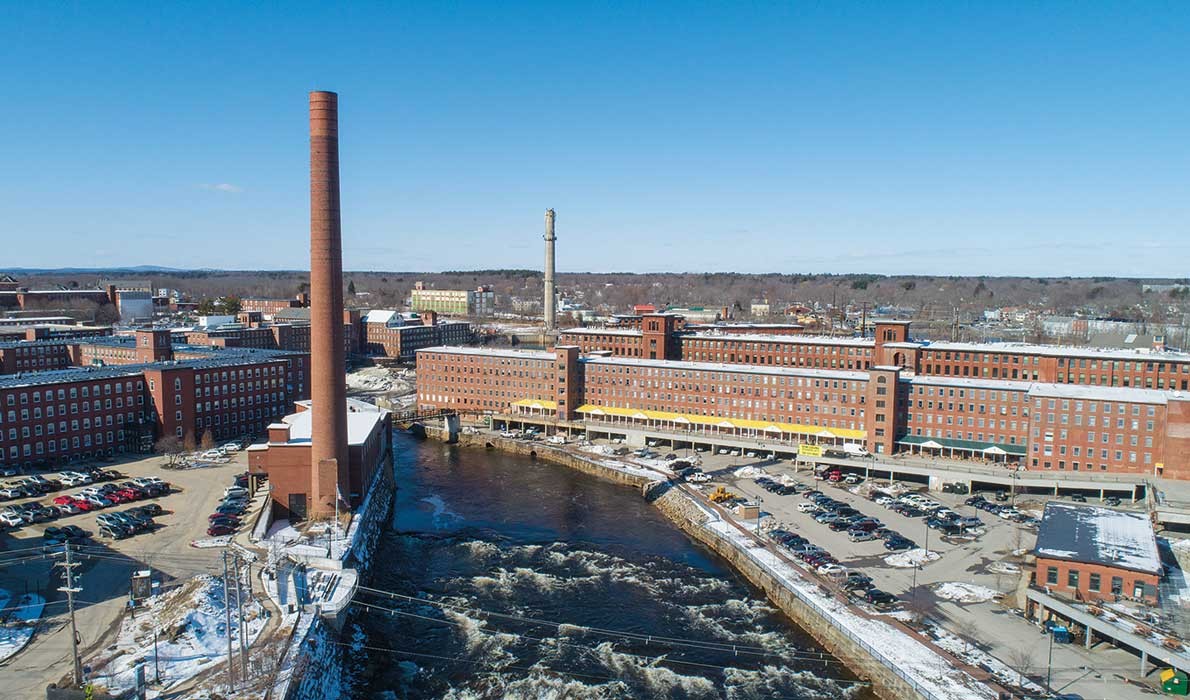  #1/4: A drone view of the 1-million-square-feet of mill space in Biddeford. PHOTO: JACK SULLIVAN