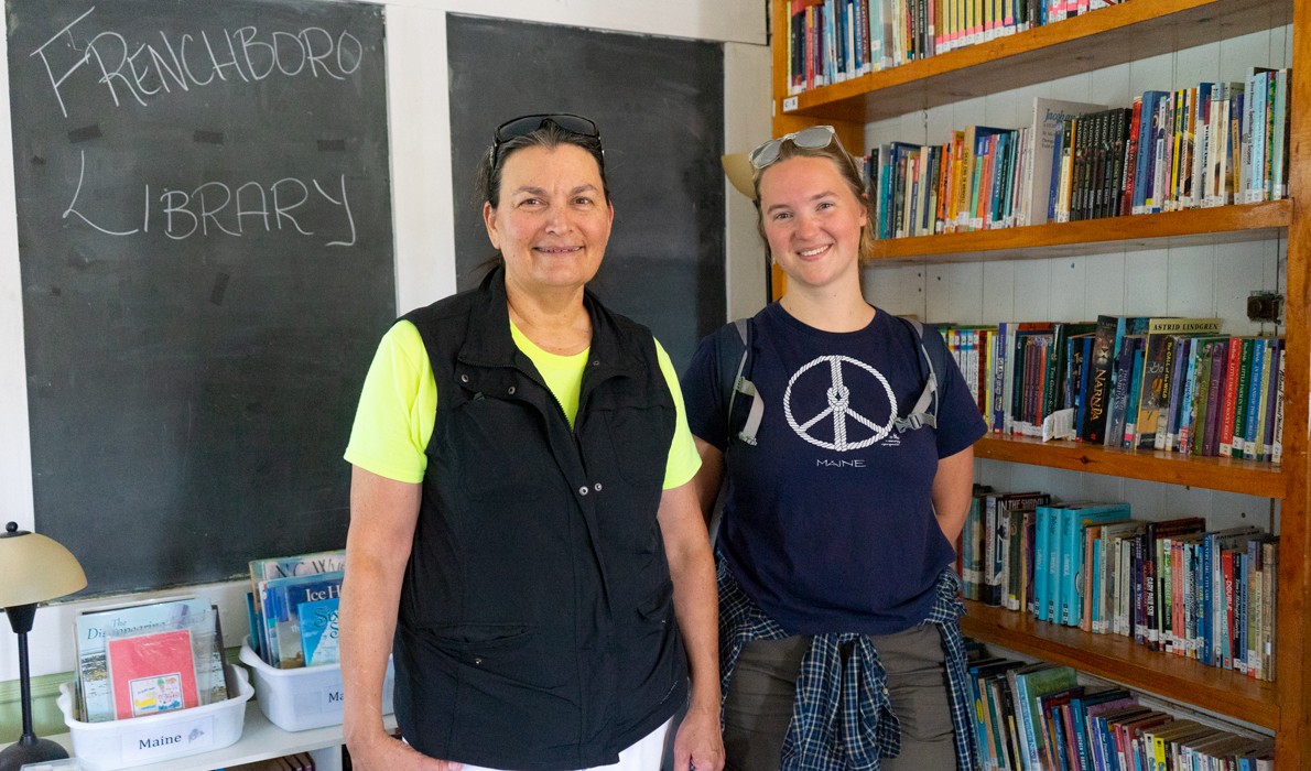 Laura Venger, left, is the teacher at Frenchboro's school, with Natalie Hyde-Petersen.