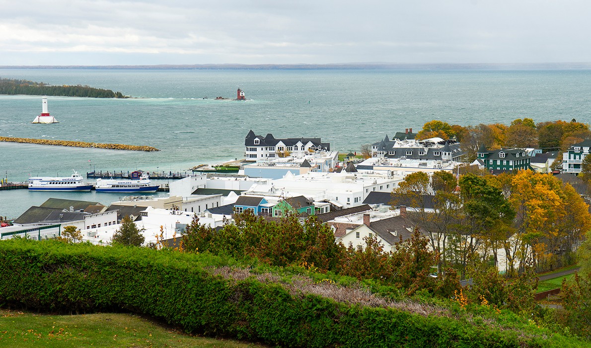 A view of the village area on Michigan's Mackinac Island.