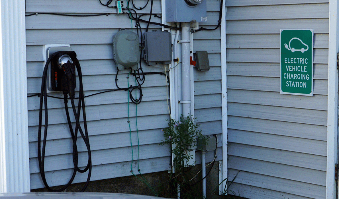 A vehicle charging station in Prospect Harbor.