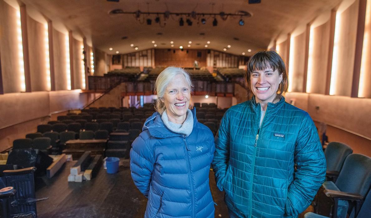 Janet McMahon, left, president of the Waldo Theatre’s board of directors, and Keri Lupien, board vice president. Lupien said the effort is a restoration, not a renovation. 