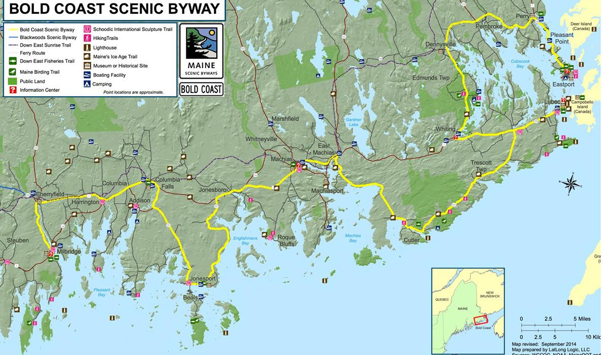 Map of the Bold Coast Byway